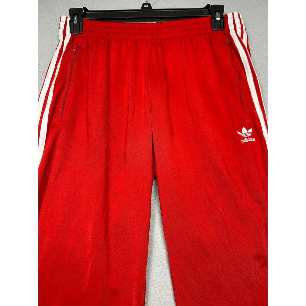 Adidas Track Pants Polyester Red Large Mens